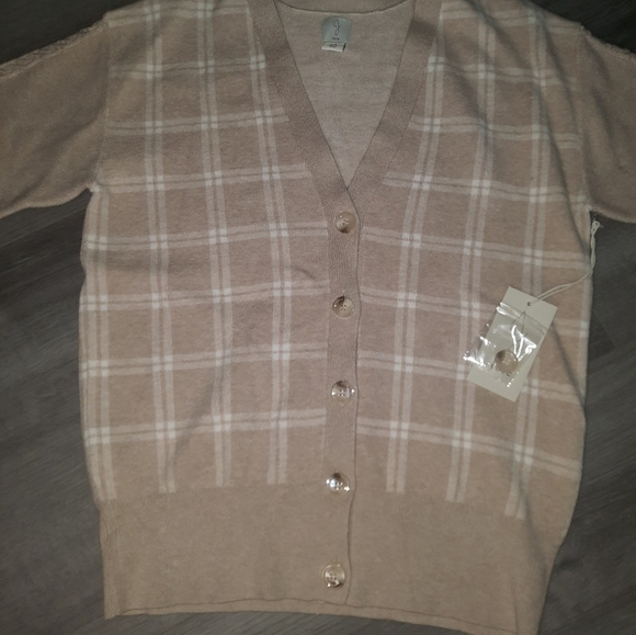 NWT Joie Button Up Checkered Print Sweater - Picture 3 of 6